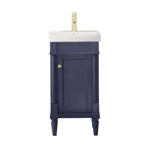Unbranded 17.5 in. W Vanity in Blue with White Ceramic Top in White with White Basin