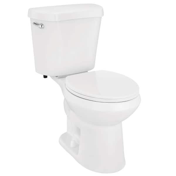 12 in. Rough In 2-Piece 1.28 GPF Single Flush Round Toilet in White, Seat Included