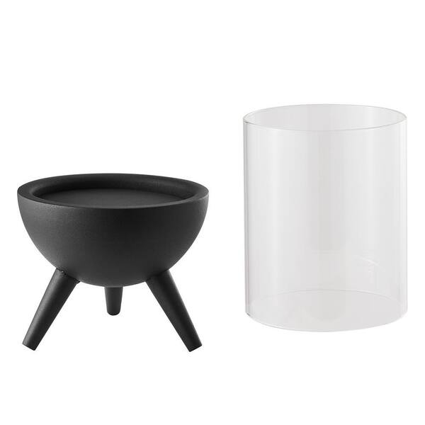 DANYA B Molta Modern Black, Clear Metal Bold Pedestal and Glass