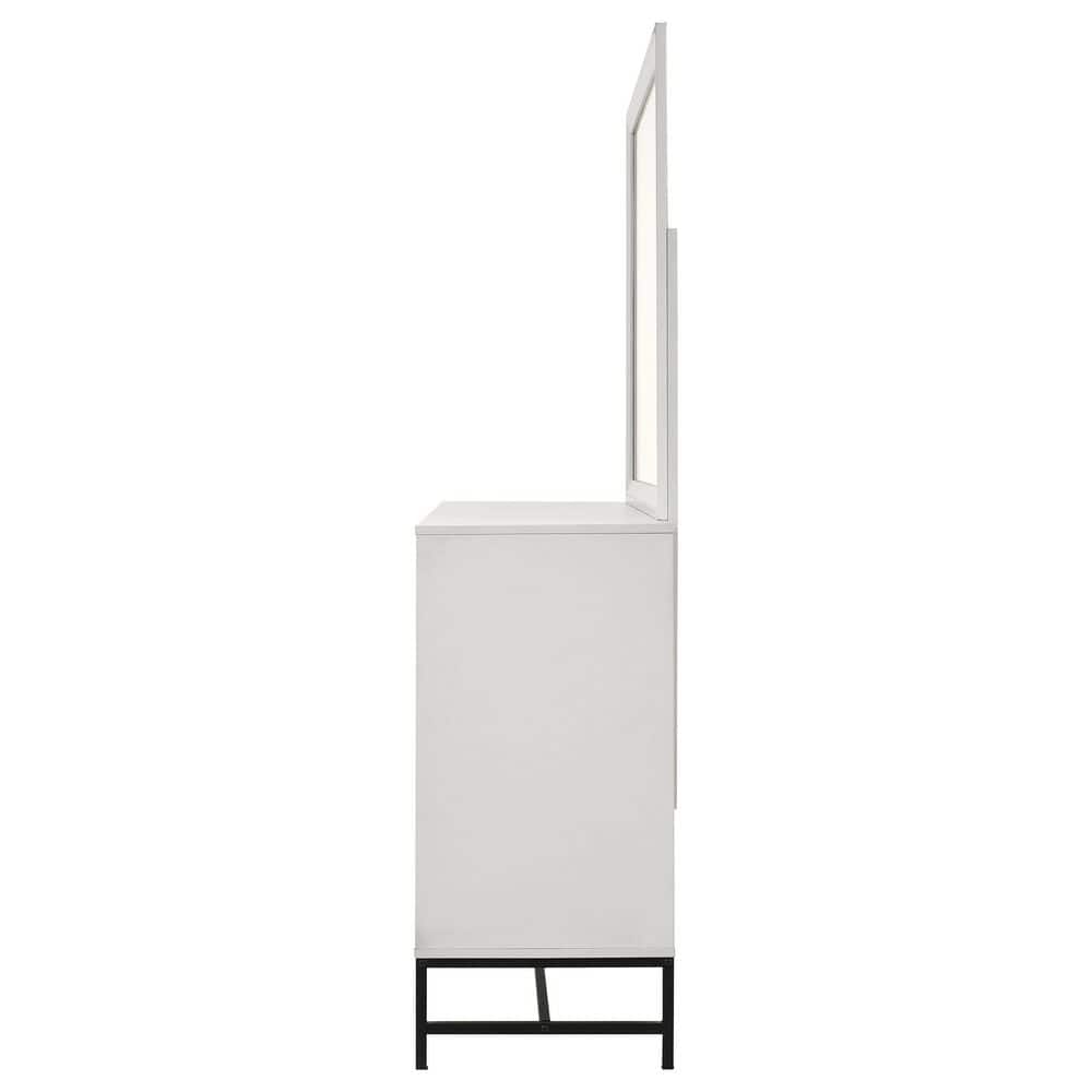 Sonora White 6-Drawer Dresser with Mirror and Black Hardware