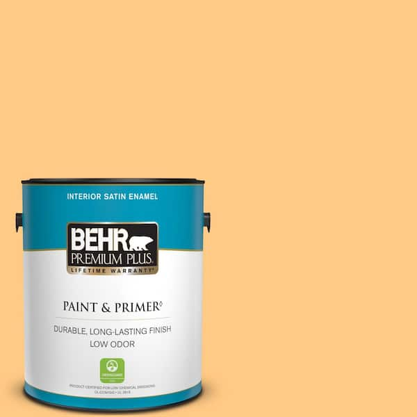 BEHR PREMIUM PLUS 1 gal. #290B-5 Torchlight Satin Enamel Low Odor Interior Paint & Primer