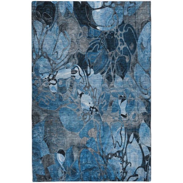 Dream Shag Premium Machine Washable Abstract ADS558 Blue 8 ft. x 10 ft. Area Rug