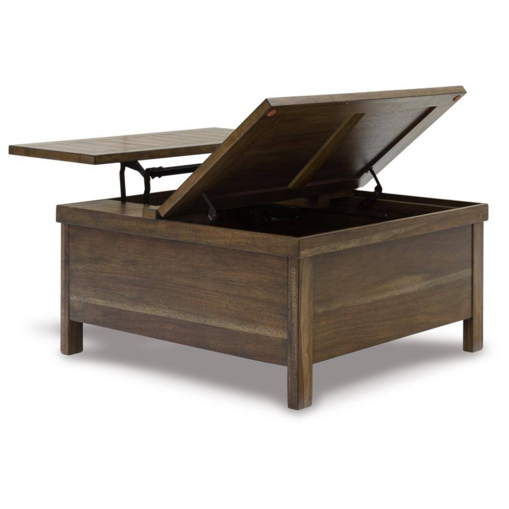 Dark Acacia Lift-Top Cocktail Table with Storage