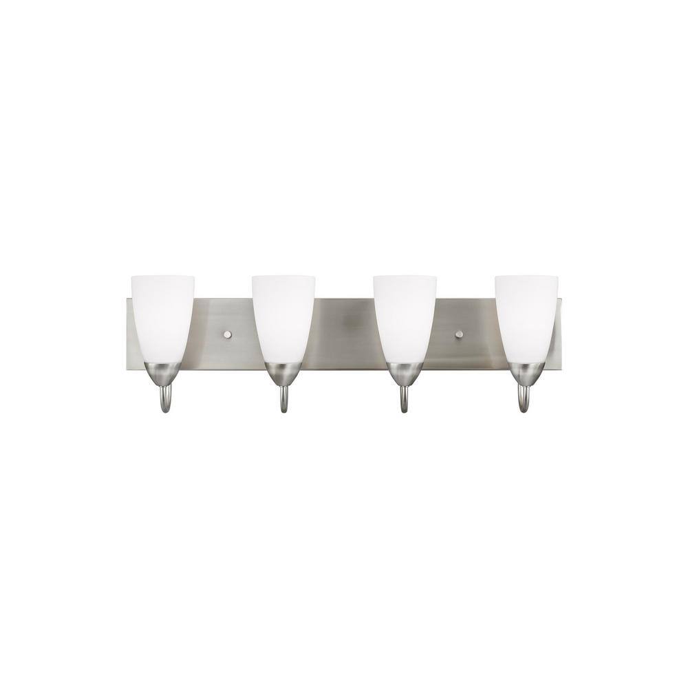 Seville Brushed Nickel 4-Light LED Vanity with Etched Glass Shades