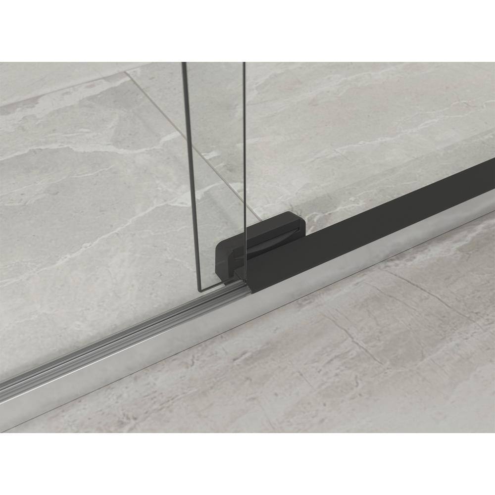 Bright Silver Frameless Sliding Shower Door with Clear Glass