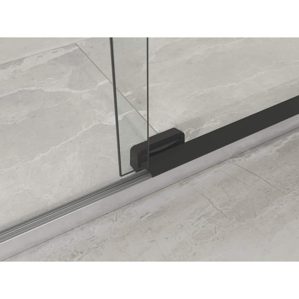 Elate Bright Silver Frameless Sliding Shower Door with Crystal Clear Glass