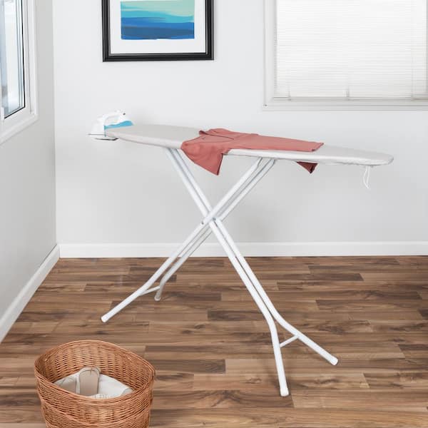 Honey-Can-Do 4-Leg Ironing Board with Iron Rest, Heat-Resistant Cover, 53.6 in L x 14.1 in W