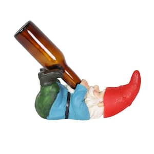 Hand Painted Beer Bottle Holder with LED Hat on a Battery Powered Timer, 10.5 in. x 5 in. Gnome Garden Statue