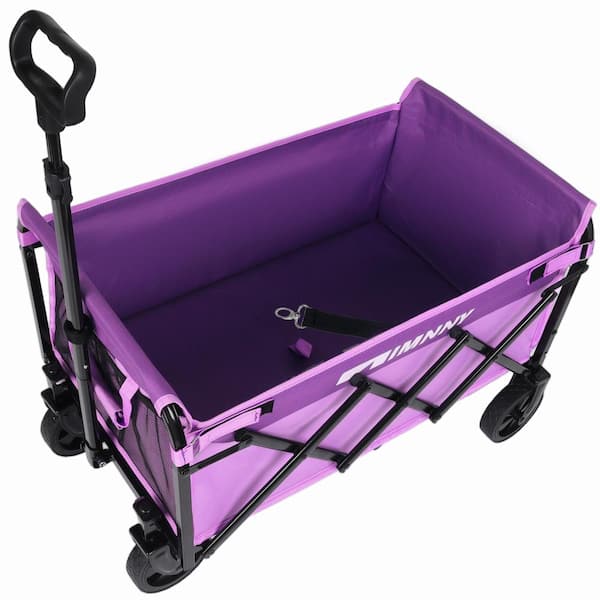 3.5 cu. ft. Pruple Steel Garden Cart, Collapsible Wagon with Wheels with 360lbs Weight Capacity