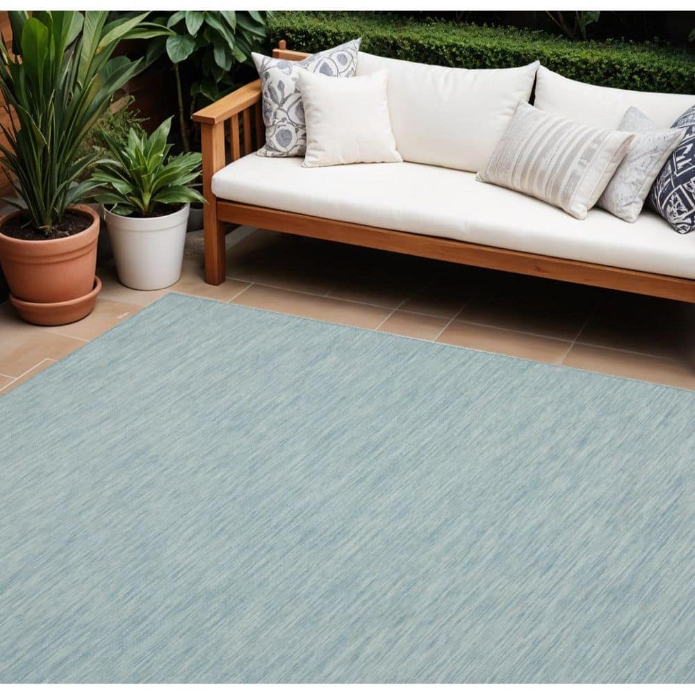 Aqua 7 ft. x  10 ft. Woven Abstract Polyester Rectangle Indoor/Outdoor Area Rug price history on PriceWatchPro