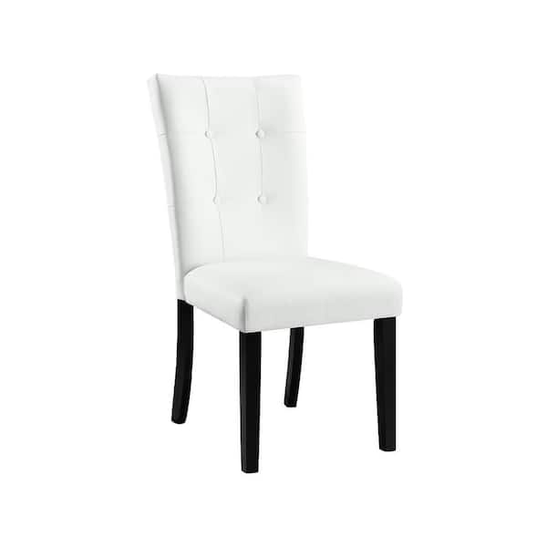 Unbranded Hussein Side Chair (Set-2) in White PU and Black Finish