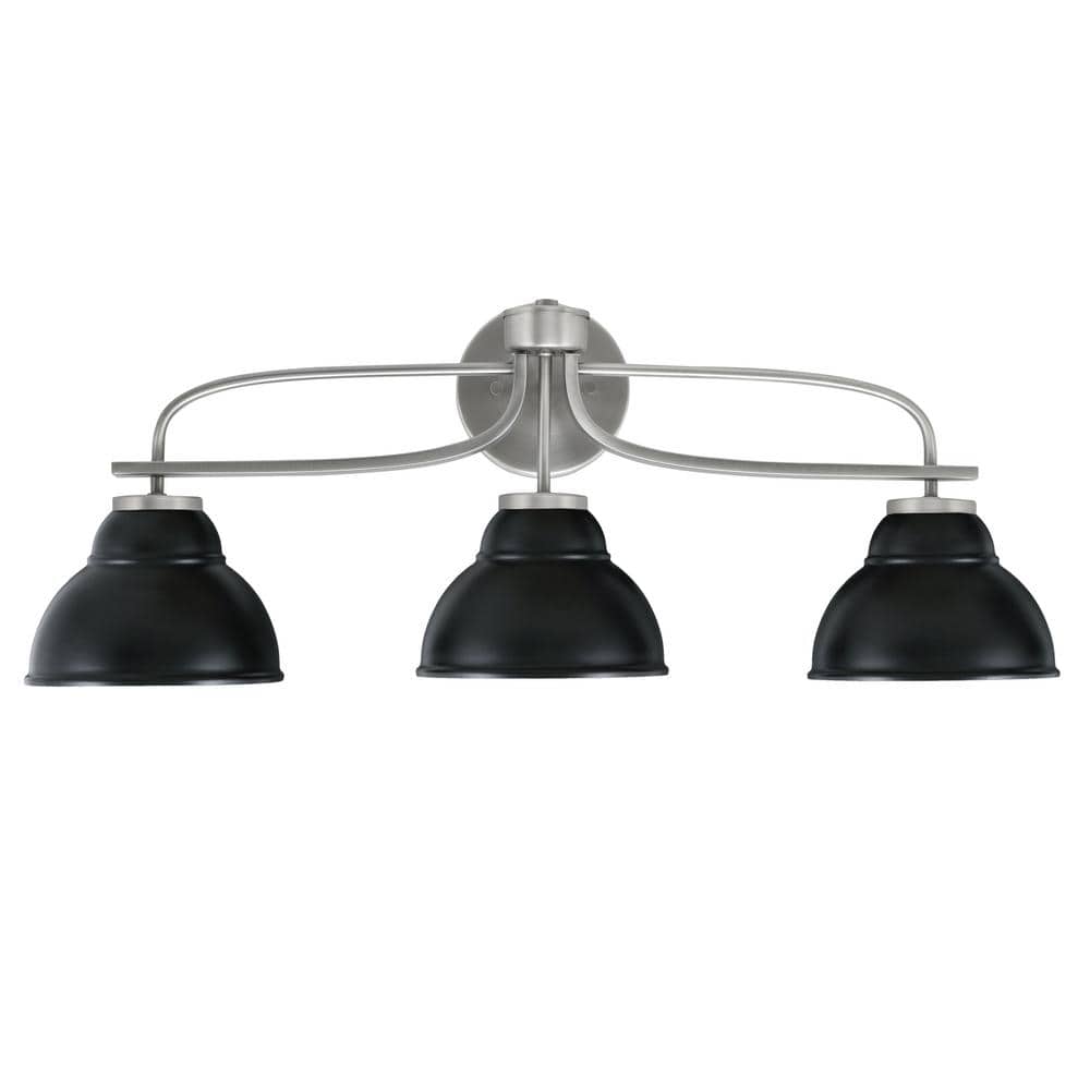 Olympia 28.5 in. 3-Light Graphite Vanity Light Matte Black Metal Shade