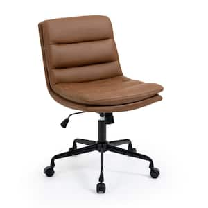 Ayuka Faux Leather Adjustable Swivel Office Chair in Brown