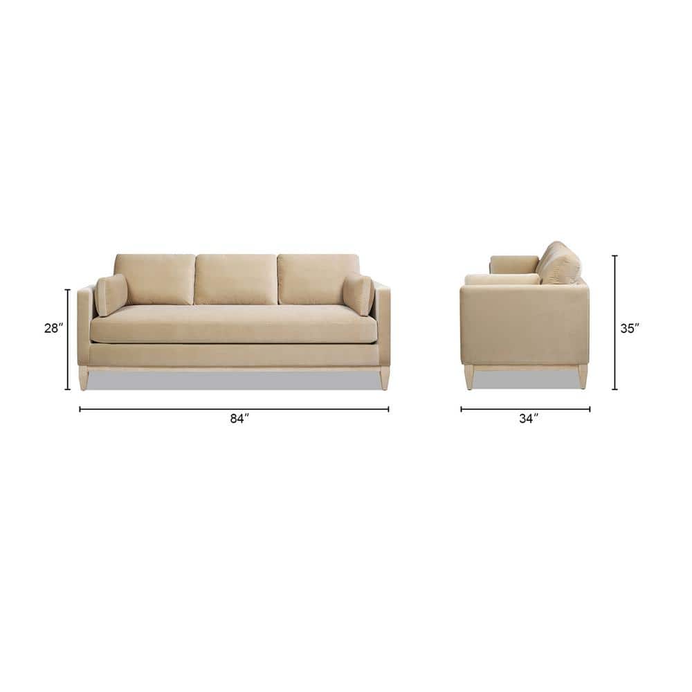 Knox 84" Fawn Brown Velvet Lawson Sofa with Removable Cushions