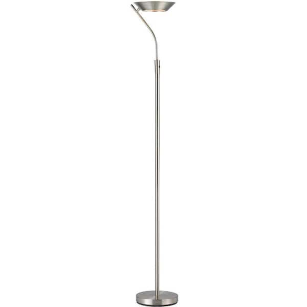 Adesso Saturn 71 in. Satin Steel LED Torchiere