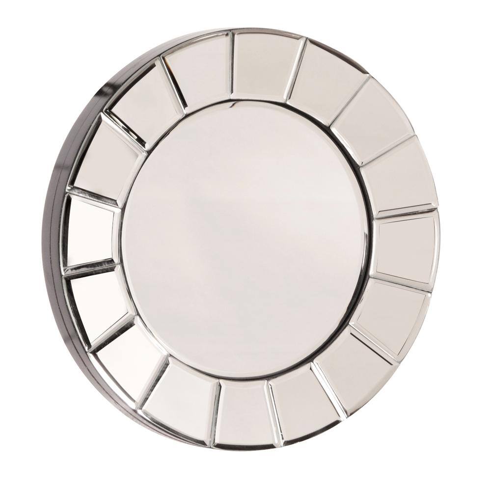 Floral Silhouette 12" Round Frameless Glass Wall Mirror Set