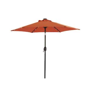 7.5 ft. Polyester Patio Market Umbrella with LED in Orange