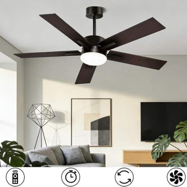 42 in. Indoor/Covered Outdoor Black Modern Adjustable Color Temperature Ceiling Fan Light with Remote