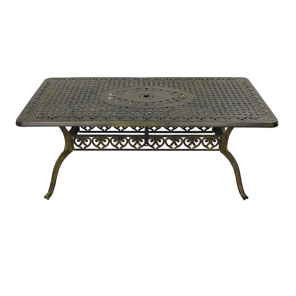 Clihome 71. in Cast Aluminum Patio Rectangular Carved Pattern Dining Table