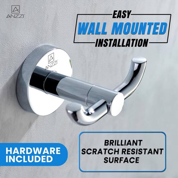 Caster Series Double Robe Hook in Polished Chrome