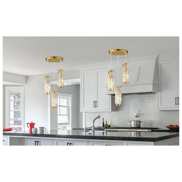 Y♡ ZHLWIN Home Lighting ‎40-Watts 3-Light Gold Fixture Mini Crystal