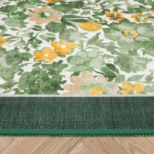 Laura Ashley Loveston Floral Chenille Green 8 ft. x 10 ft