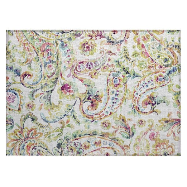 Addison Rugs Chantille Machine Washable Indoor/Outdoor Abstract ACN834 Ivory 1 ft. 8 in. x 2 ft. 6 in. Area Rug