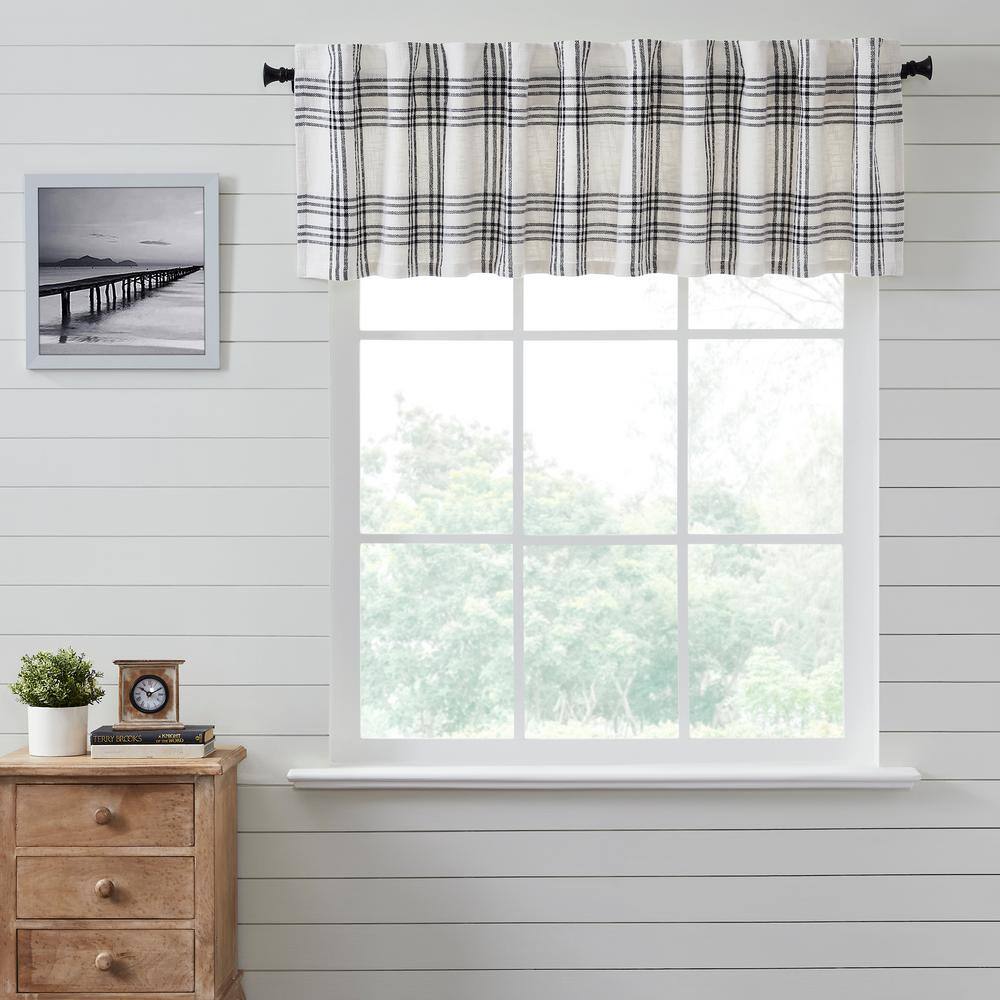 Black and White Plaid Cotton Rod Pocket Valance 90" Width