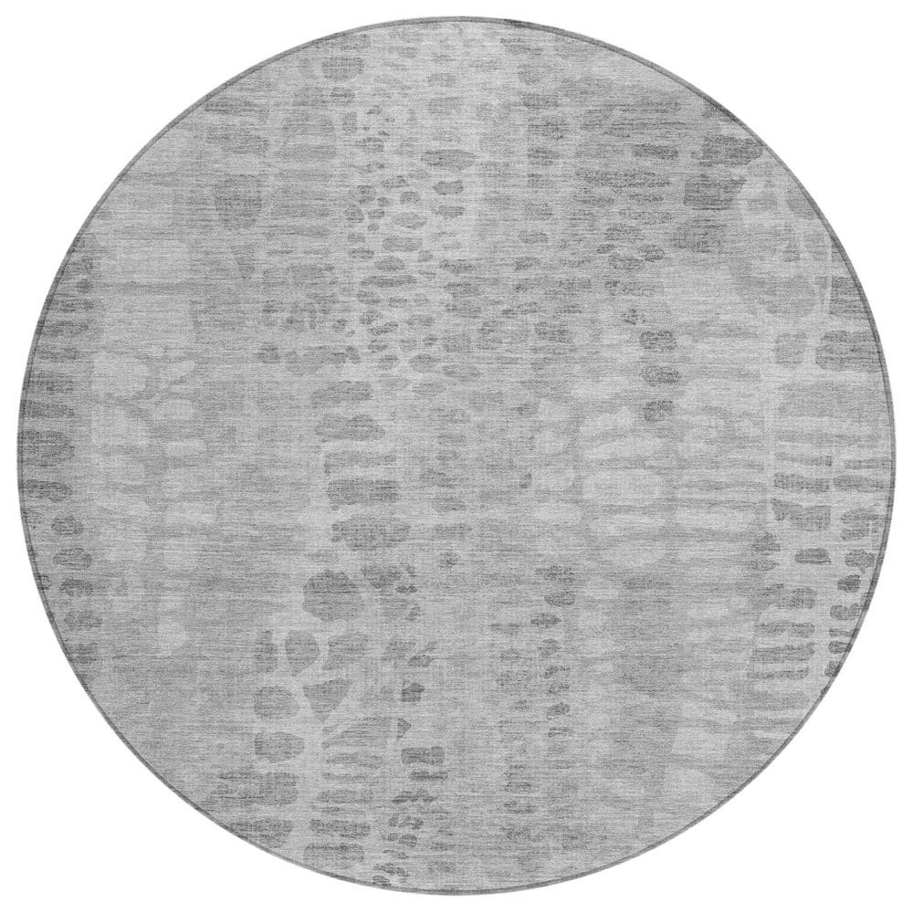Chantille Machine Washable Indoor/Outdoor Abstract ACN2382 Gray 8 ft. x 8 ft. Round Rug price history on PriceWatchPro