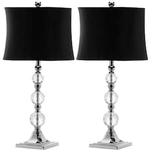 Maeve 28 in. Clear Crystal Ball Table Lamp with Black Shade (Set of 2)