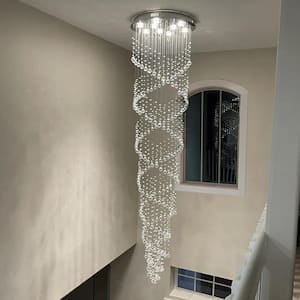 Sima 9-Light Chrome Unique Statement Geometric Chandelier with K9 Crystals