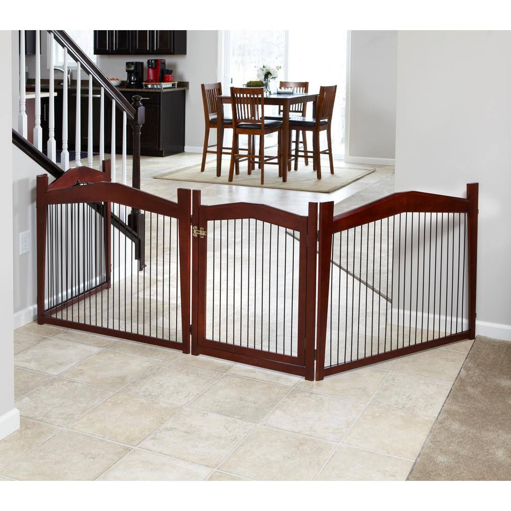 Medium Brown and Black Wood Pet Crate and Gate