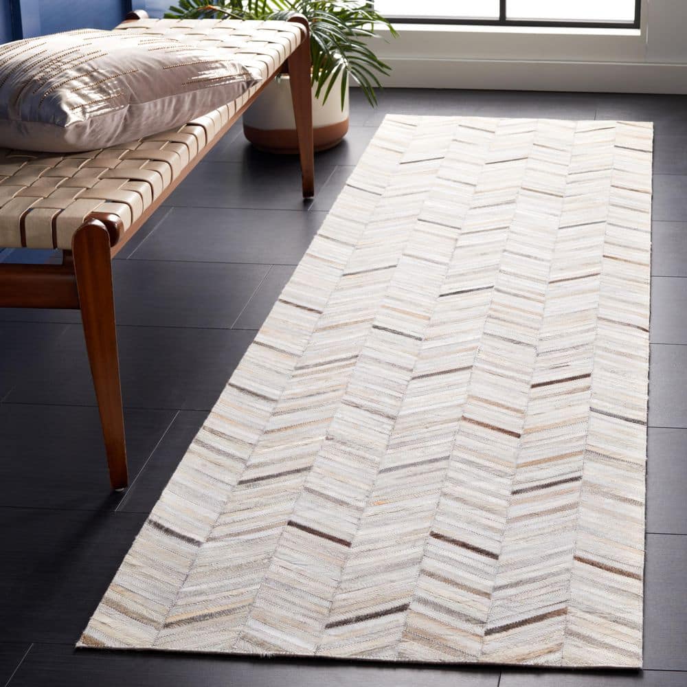 Studio Leather 2 ft. x 7 ft. Ivory/Gray Striped Chevron Runner Rug price history on PriceWatchPro