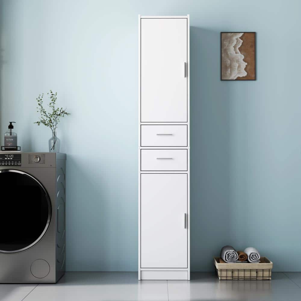 "70.87"" Tall Cabinet, 2 Doors & 2 Drawers, Adjustable Shelf Unit for Multi-room Storage (White)" price history on PriceWatchPro