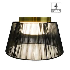 13 in. Black Mesh Japandi Design LED Flush Mount Ceiling Light Matte Gold Housing 800 Lumens Adjustable CCT (4-Pack)