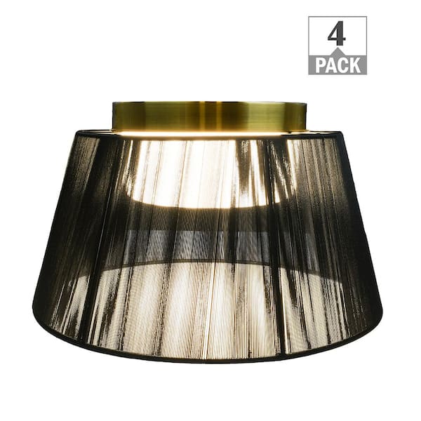 ETI LIGHTING 13 in. Black Mesh Japandi Design LED Flush Mount Ceiling Light Matte Gold Housing 800 Lumens Adjustable CCT (4-Pack)