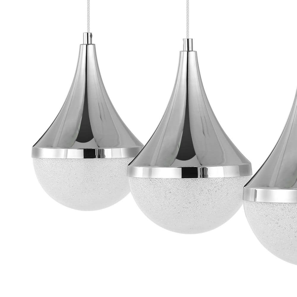 Elyse Chrome Teardrop 33" LED Linear Island Pendant