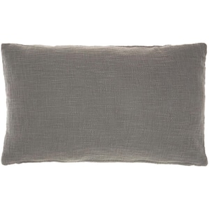 Lifestyles Gray 14 in. x 24 in. Rectangle Throw Pillow