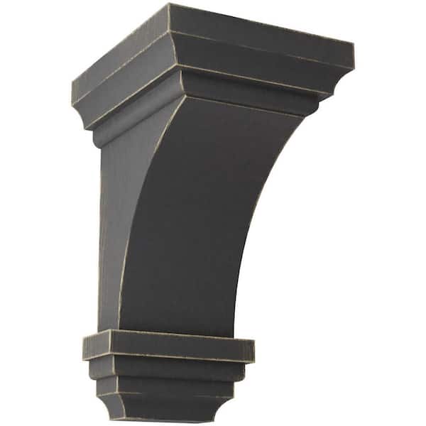 Ekena Millwork 3-1/2 in. x 6 in. x 3-3/4 in. Black Mini Jefferson Wood Vintage Decor Corbel