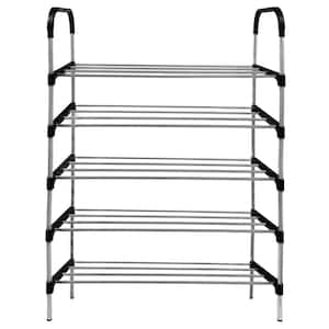 41 in. H 5 Tier Storage for 15-Pairs of shoes black Steel and Plastic Shoe Rack