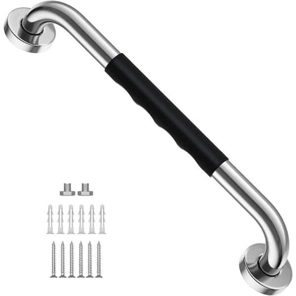 16 Inch x 1 Inch Concealed Screw Shower Grab Bar Anti Slip Rubber Grip Stainless Steel Safety Handrail