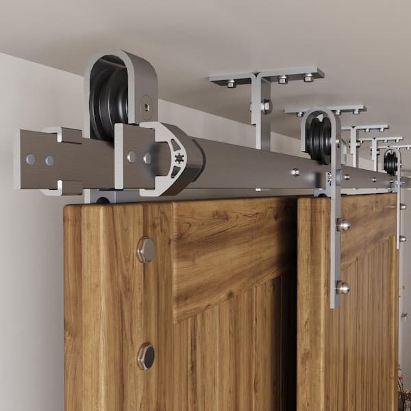 HOMACER 6.6 ft./79 in. Brushed Nickel Ceiling Mount Double Track