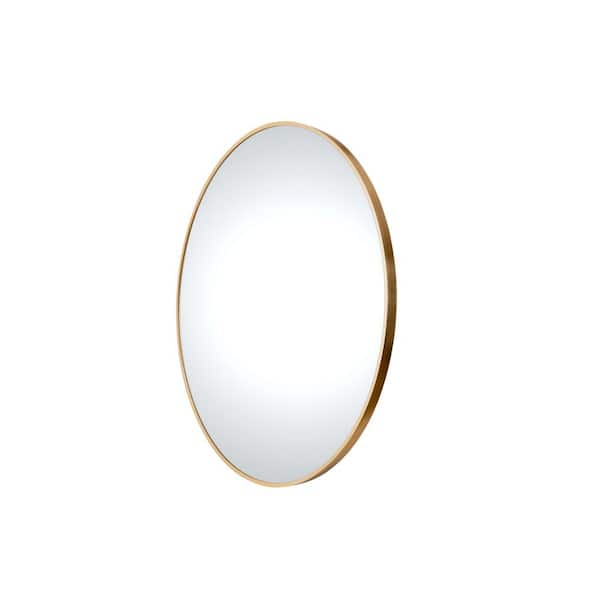 Miscool July 32 in. x 32 in. Gold Modern Round Aluminum Framed Decorative Mirror