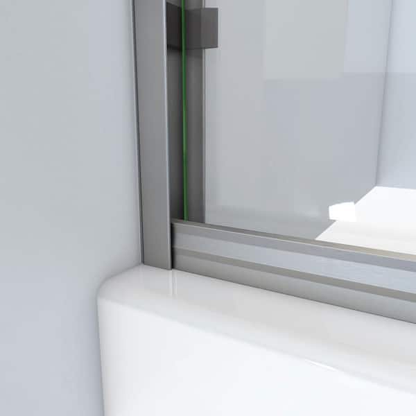 DreamLine Alliance Pro BG 60 in. W x 70.375 in. H Sliding Semi Frameless Shower Door in Brushed Nickel with Clear Glass