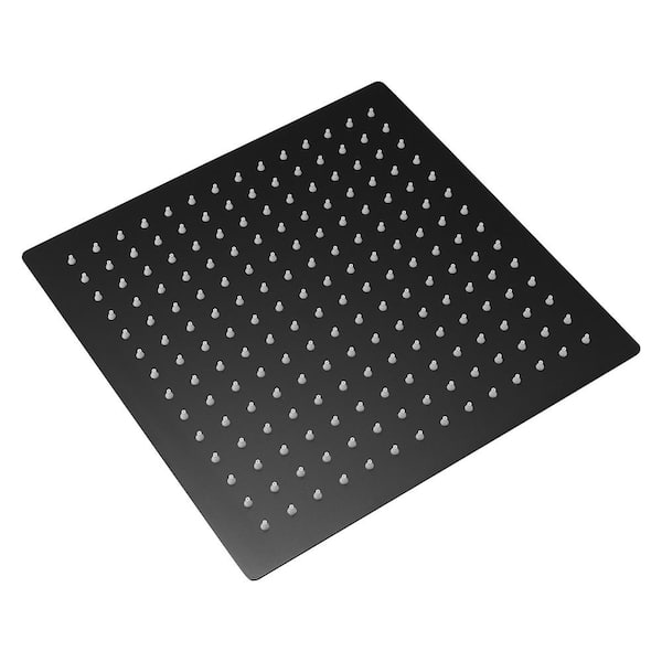 matrix decor 1-Spray Patterns with 1.8 GPM 11.81 in. Wall Mount Rain Fixed Shower Head in Black