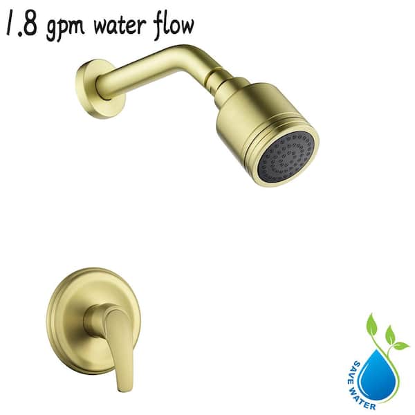 UKISHIRO Single-Handle 1-Spray 1.5 GPM High Pressure Shower Faucet with Valve in Brushed Gold