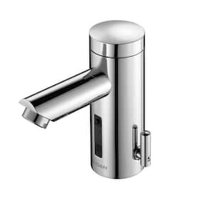 Optima Hardwired Deck-Mounted Single Hole Touchless Bathroom Faucet in Polished Chrome with Integrated Side Mixer