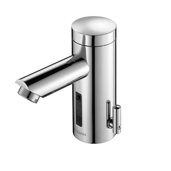 SLOAN Optima Hardwired Deck-Mounted Single Hole Touchless Bathroom Faucet in Polished Chrome with Integrated Side Mixer