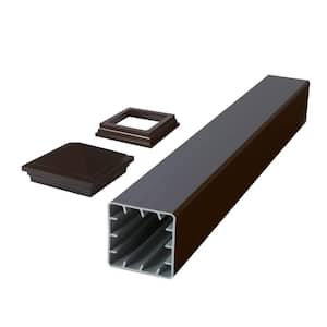 CountrySide 5 in. x 5 in. x 45 in. Simply Brown Capped Composite Beveled Post Sleeve Kit with Cap and Skirt