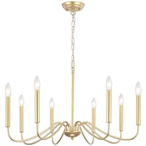 Clerise 8-Light Gold Classic Modern Candle Style Chandelier for Living Room Kitchen Island Dining Room Foyer